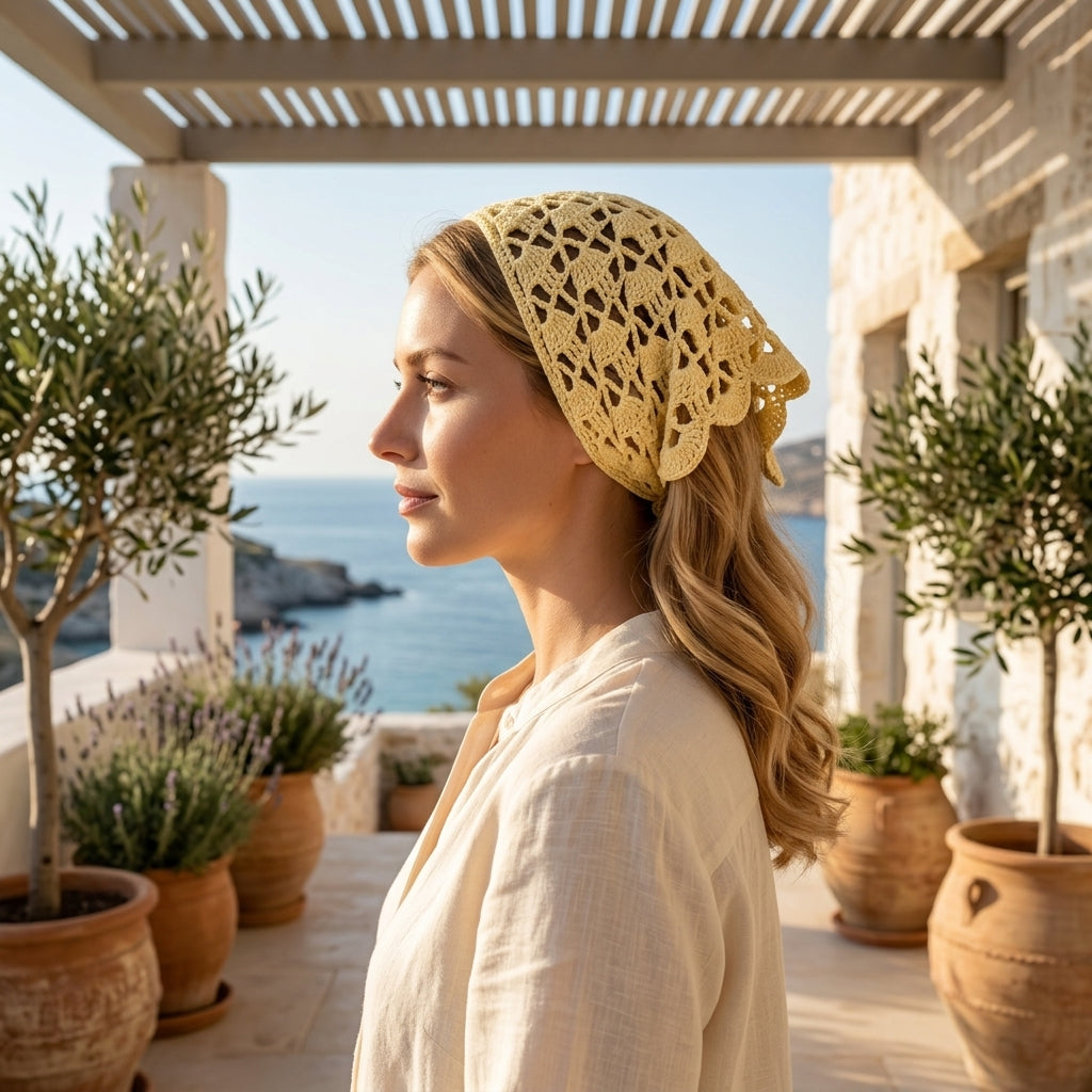 Granny Square Boho Headscarf | Crochet Pattern PDF