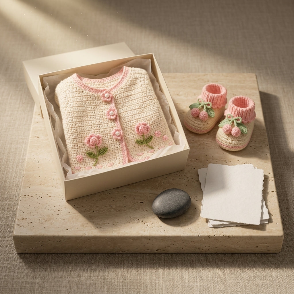 Booties Cardigan Floral Baby Cardigan | Crochet Pattern PDF