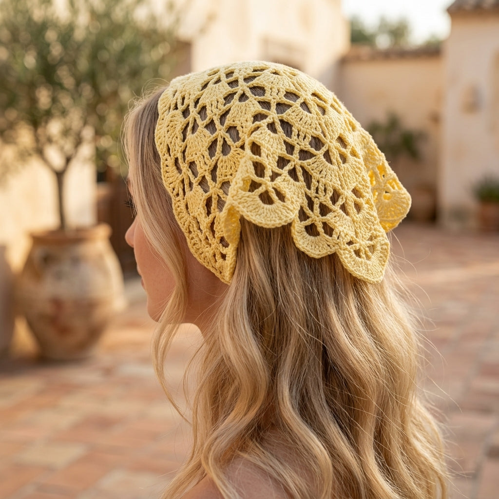 Granny Square Boho Headscarf | Crochet Pattern PDF