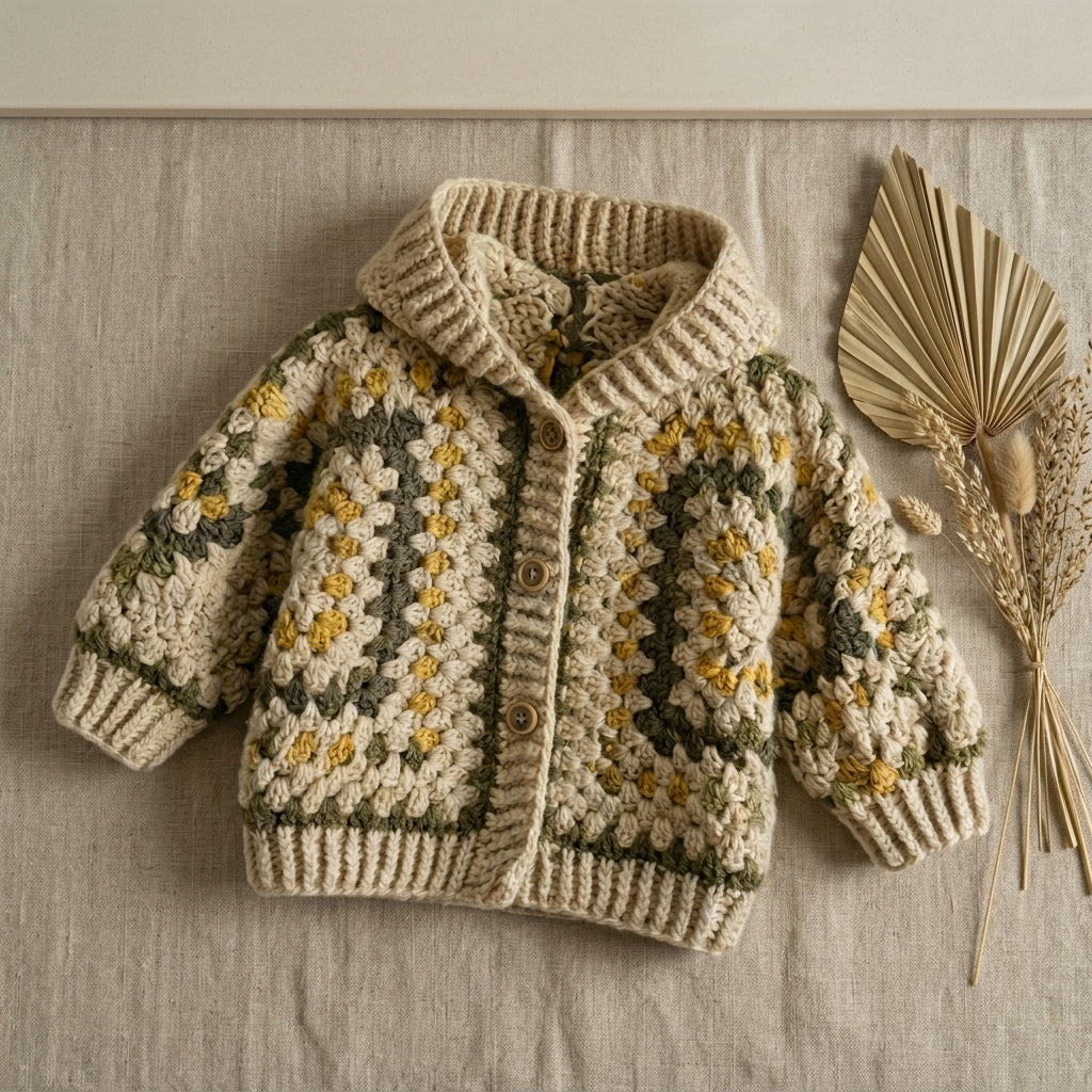 Granny Square Baby Hoodie | Crochet Pattern PDF