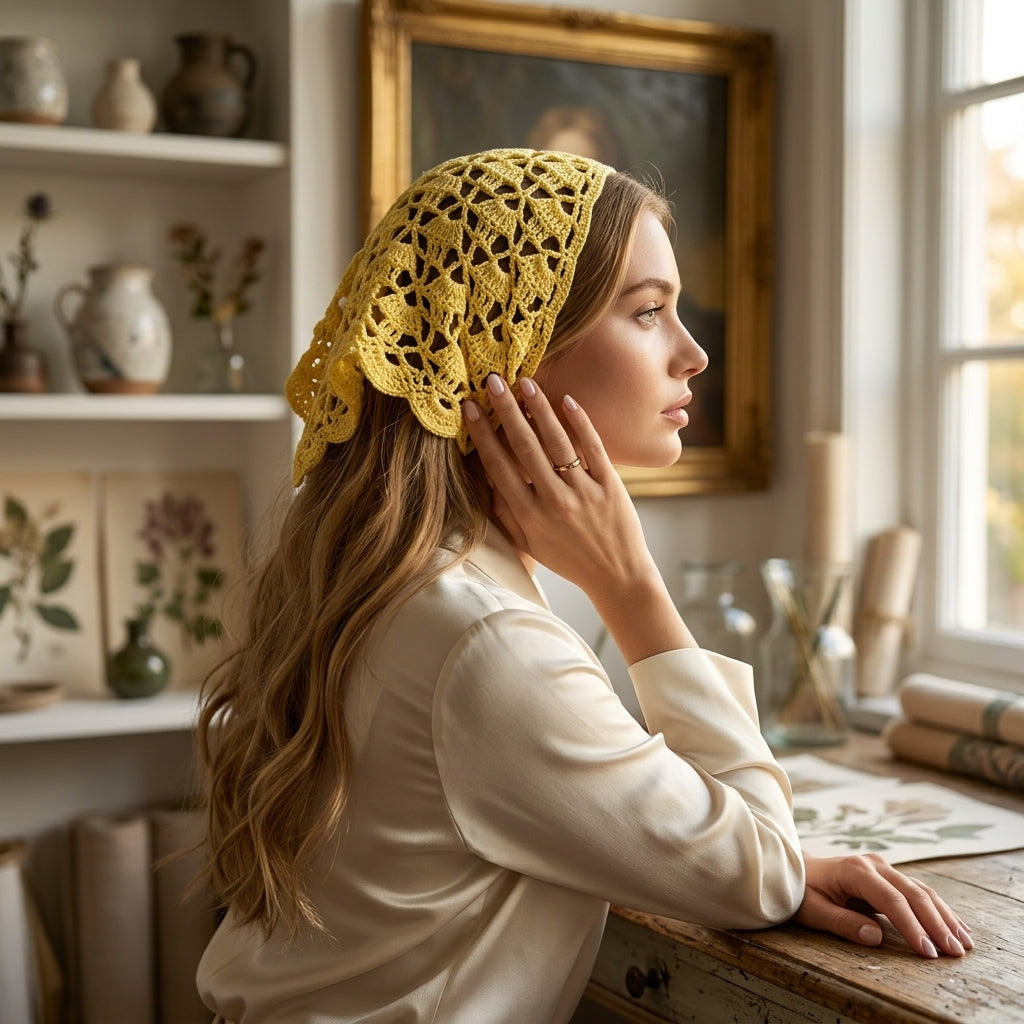 Granny Square Boho Headscarf | Crochet Pattern PDF