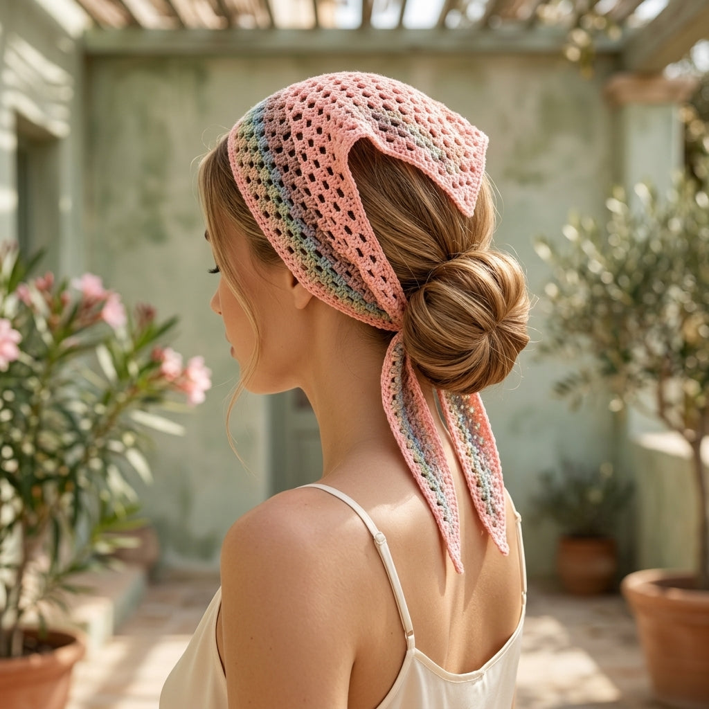 Coastal Boho Hair Bandana | Beginner Crochet Pattern PDF