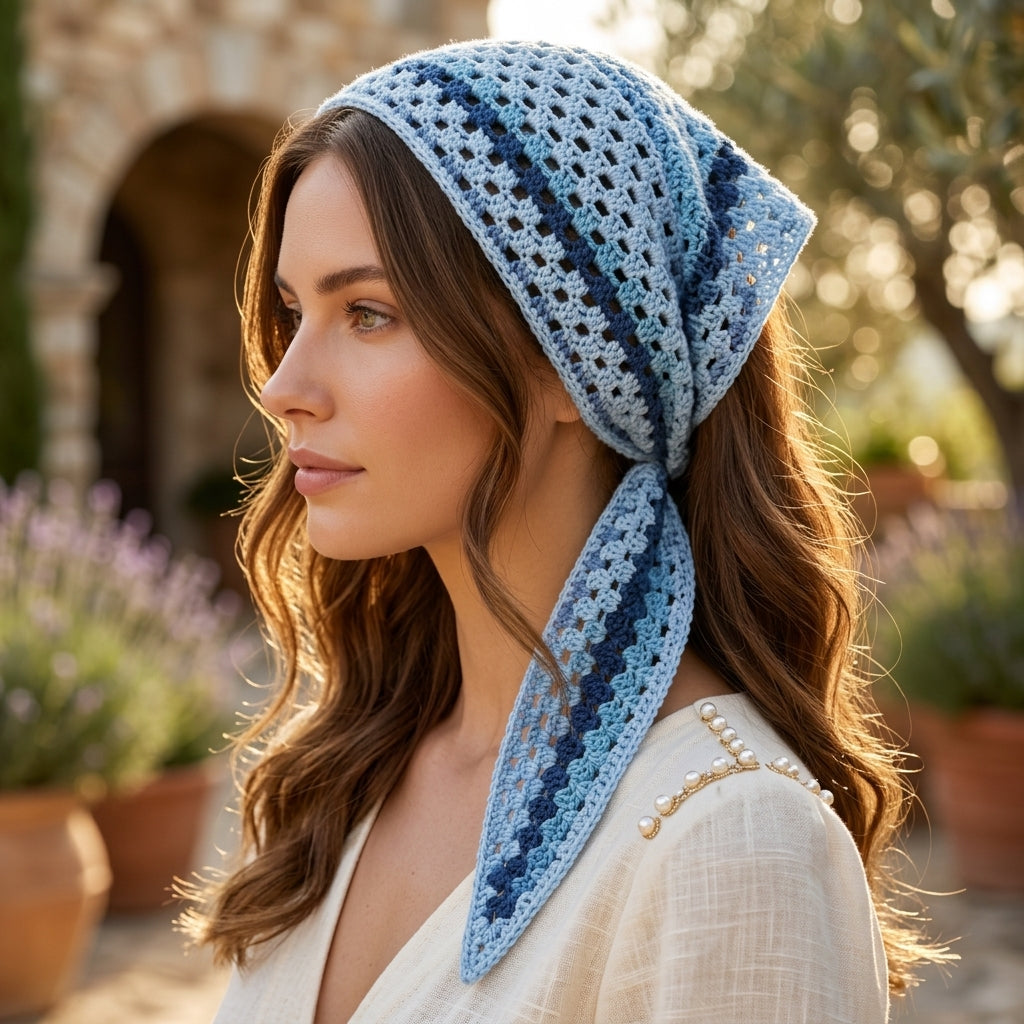 Coastal Boho Hair Bandana | Beginner Crochet Pattern PDF
