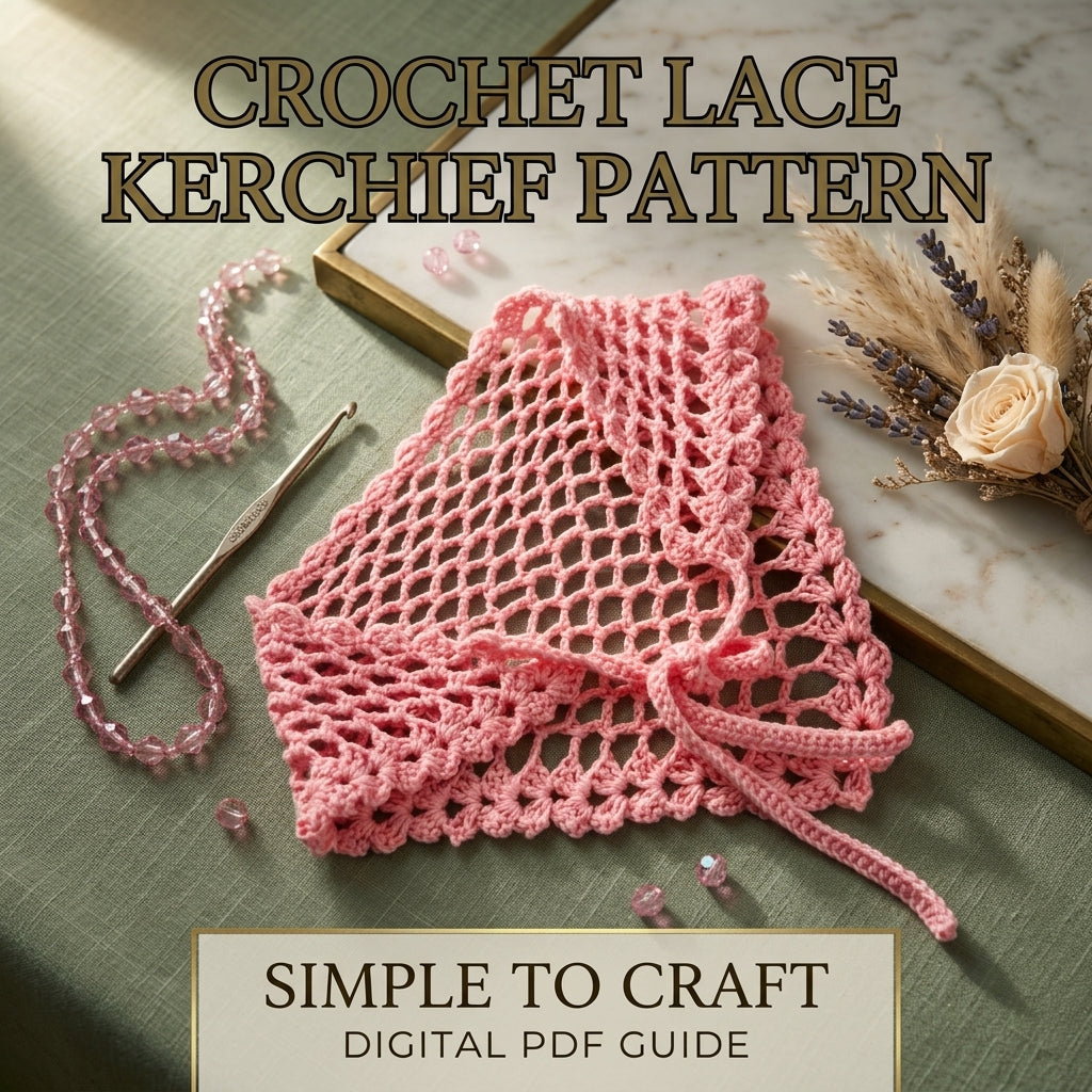 Lace Mesh Triangle Headscarf | Beginner Crochet Pattern PDF
