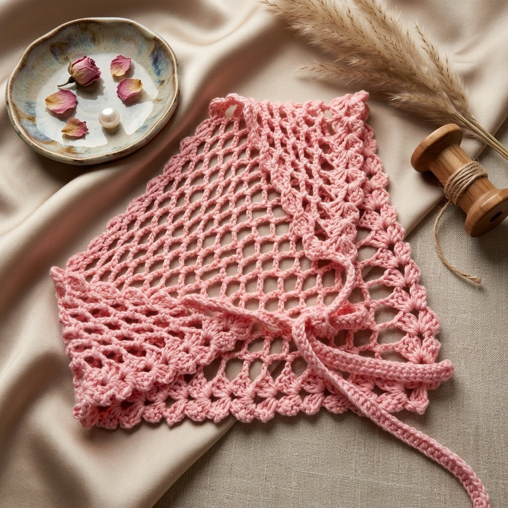 Lace Mesh Triangle Headscarf | Beginner Crochet Pattern PDF