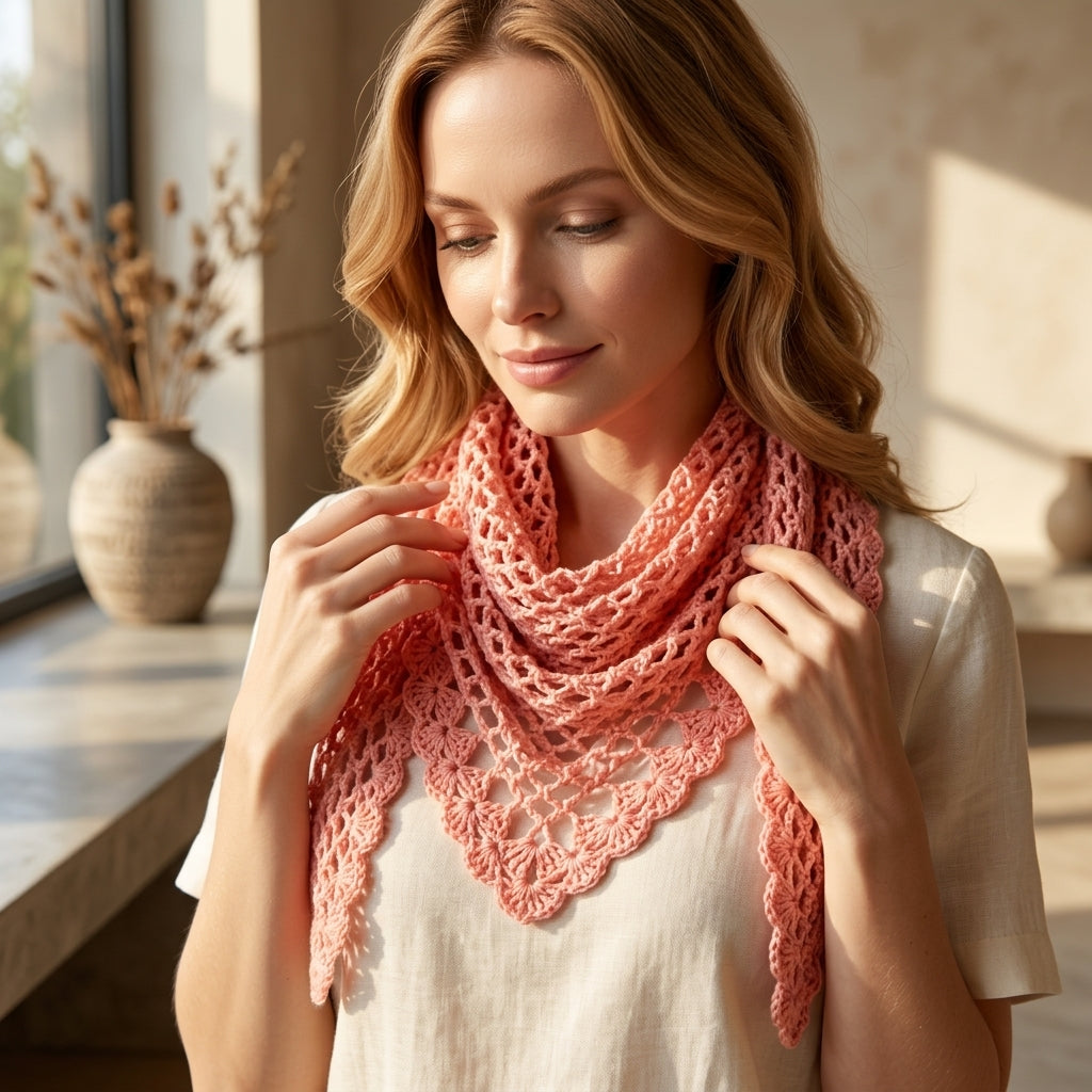 Lace Mesh Triangle Headscarf | Beginner Crochet Pattern PDF