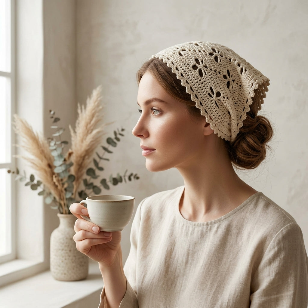 Dragonfly Motif Head Scarf | Crochet Pattern PDF
