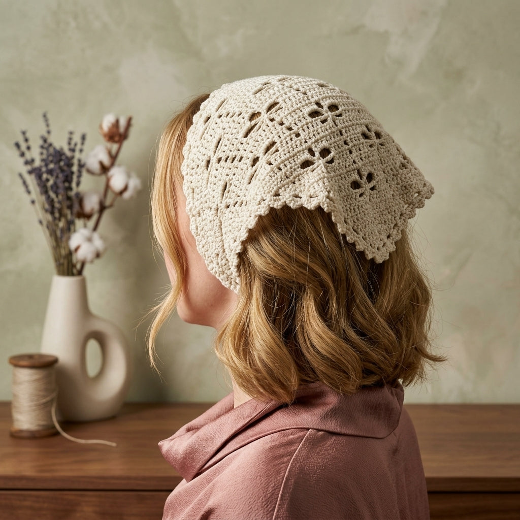 Dragonfly Motif Head Scarf | Crochet Pattern PDF