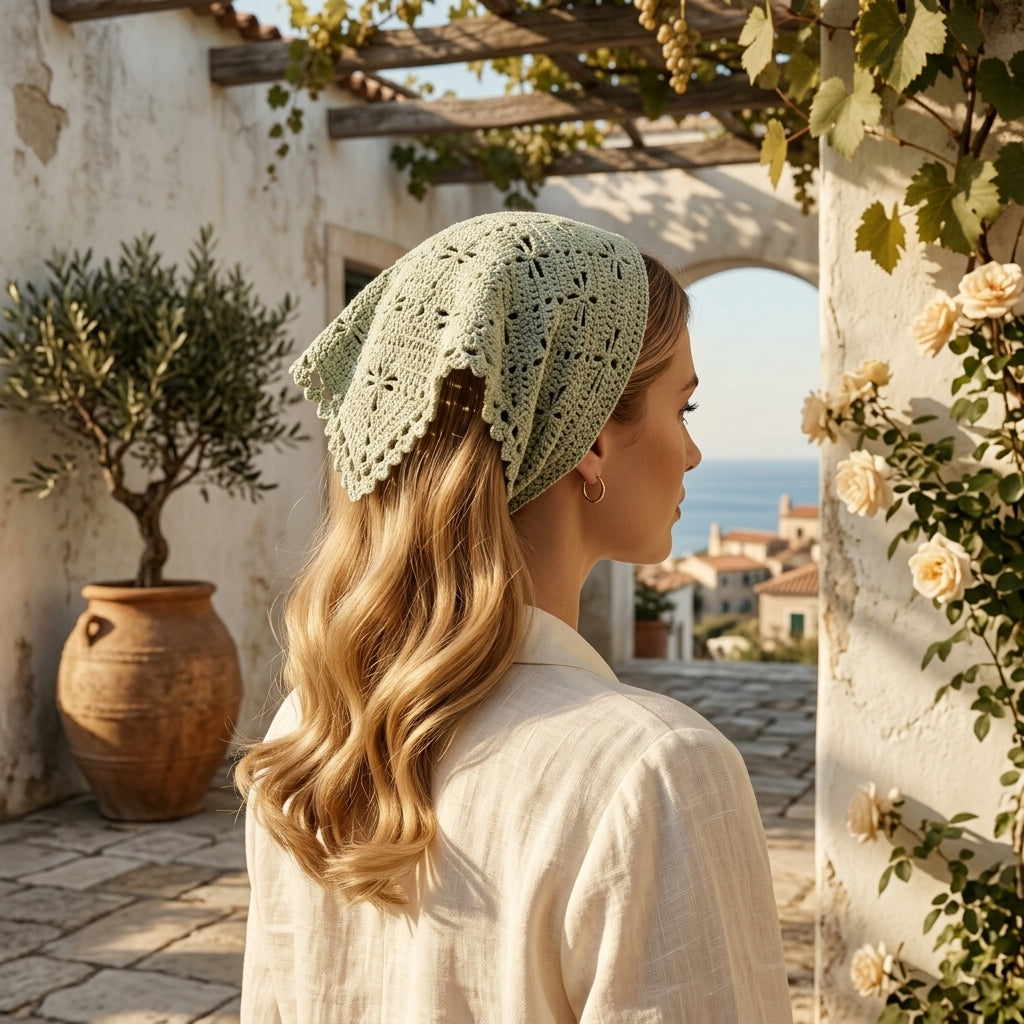 Dragonfly Motif Head Scarf | Crochet Pattern PDF