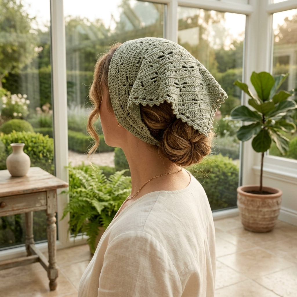 Dragonfly Motif Head Scarf | Crochet Pattern PDF