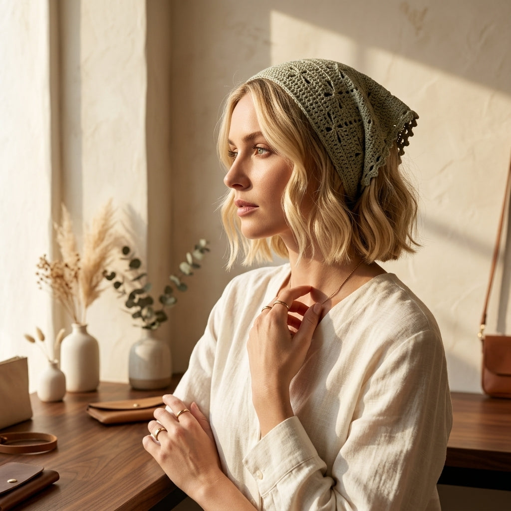 Dragonfly Motif Head Scarf | Crochet Pattern PDF