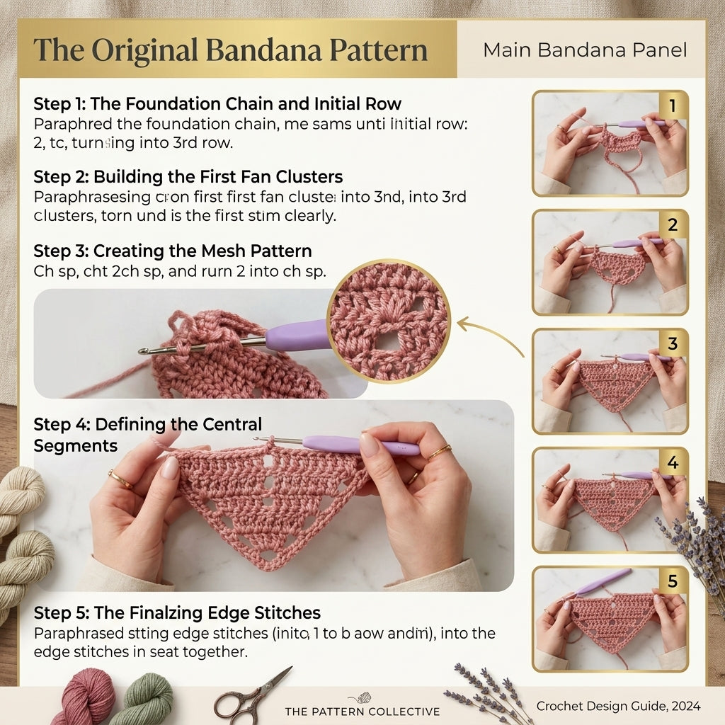 Dragonfly Motif Head Scarf | Crochet Pattern PDF