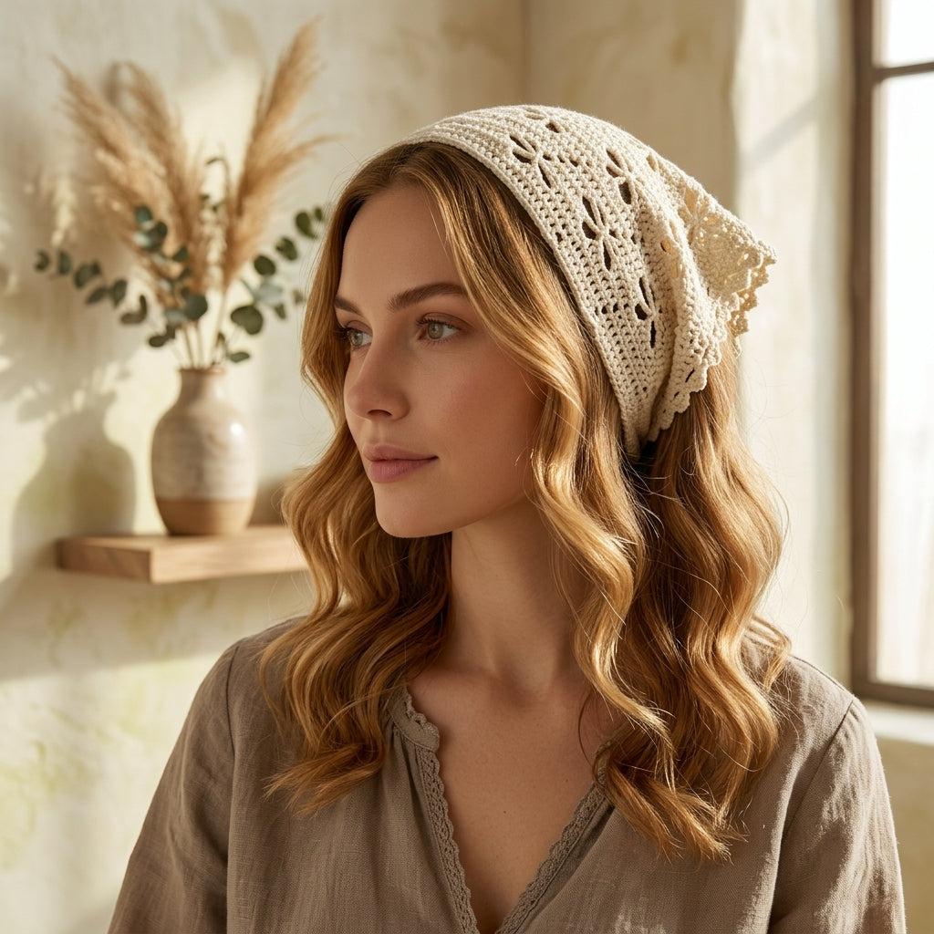 Dragonfly Motif Head Scarf | Crochet Pattern PDF