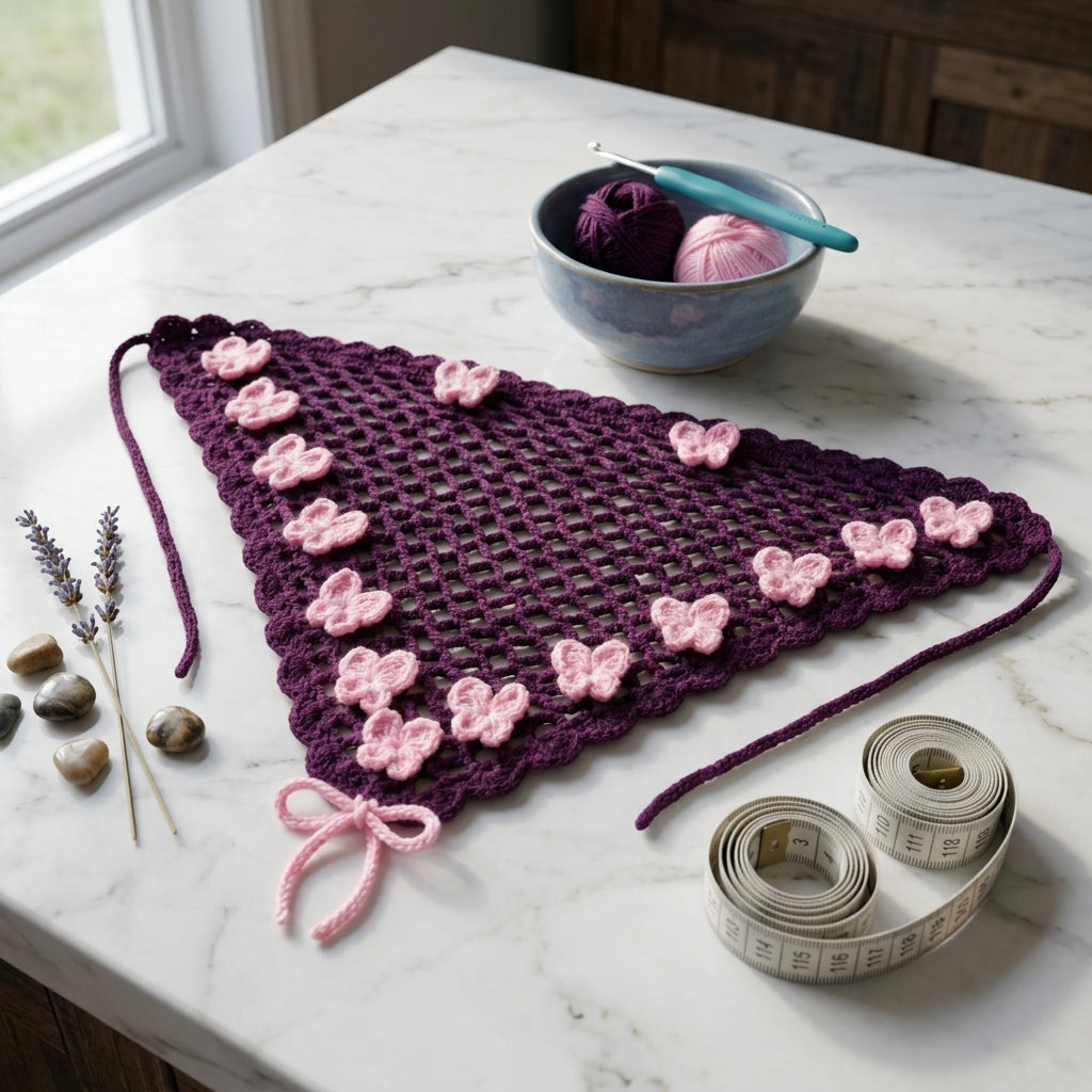 Boho Butterfly Bandana | Beginner Crochet Pattern PDF