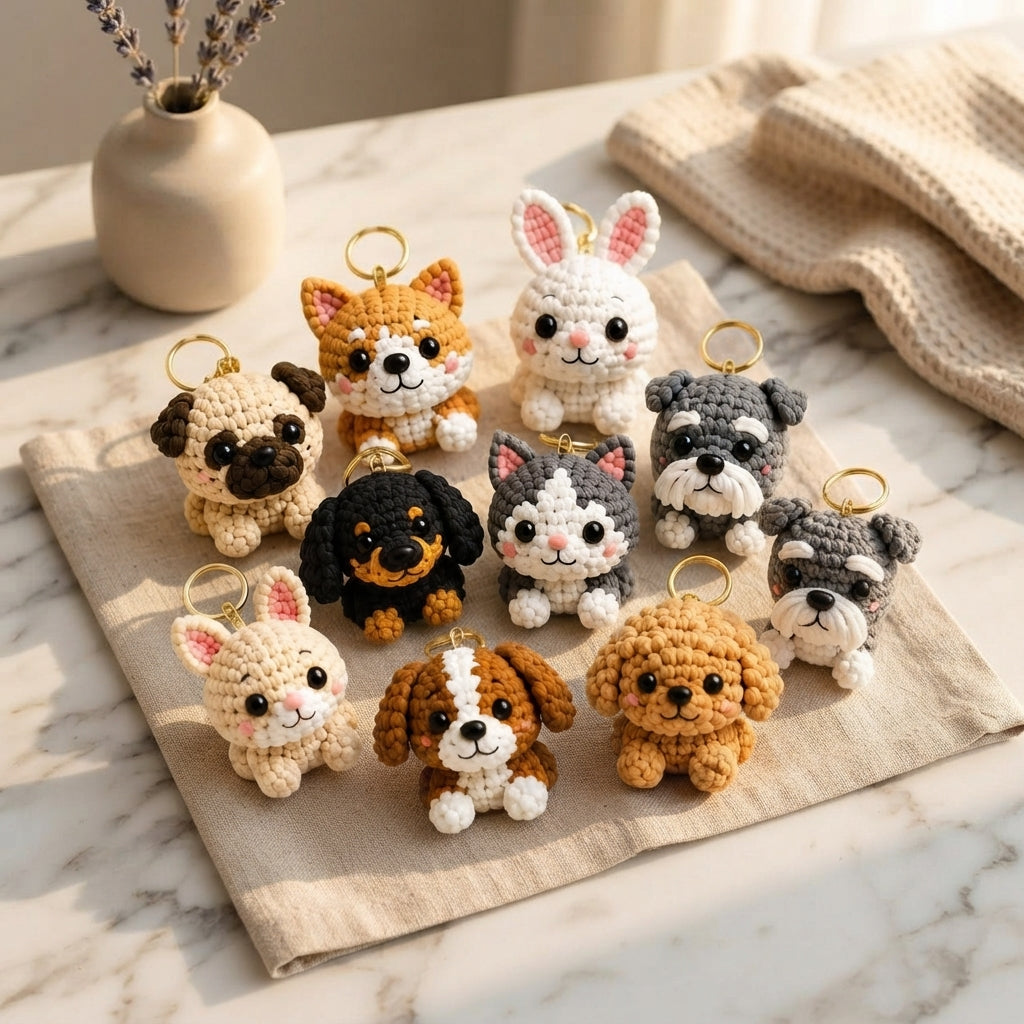 Mega 24 Crochet Keychain Patterns | PDF Bundle