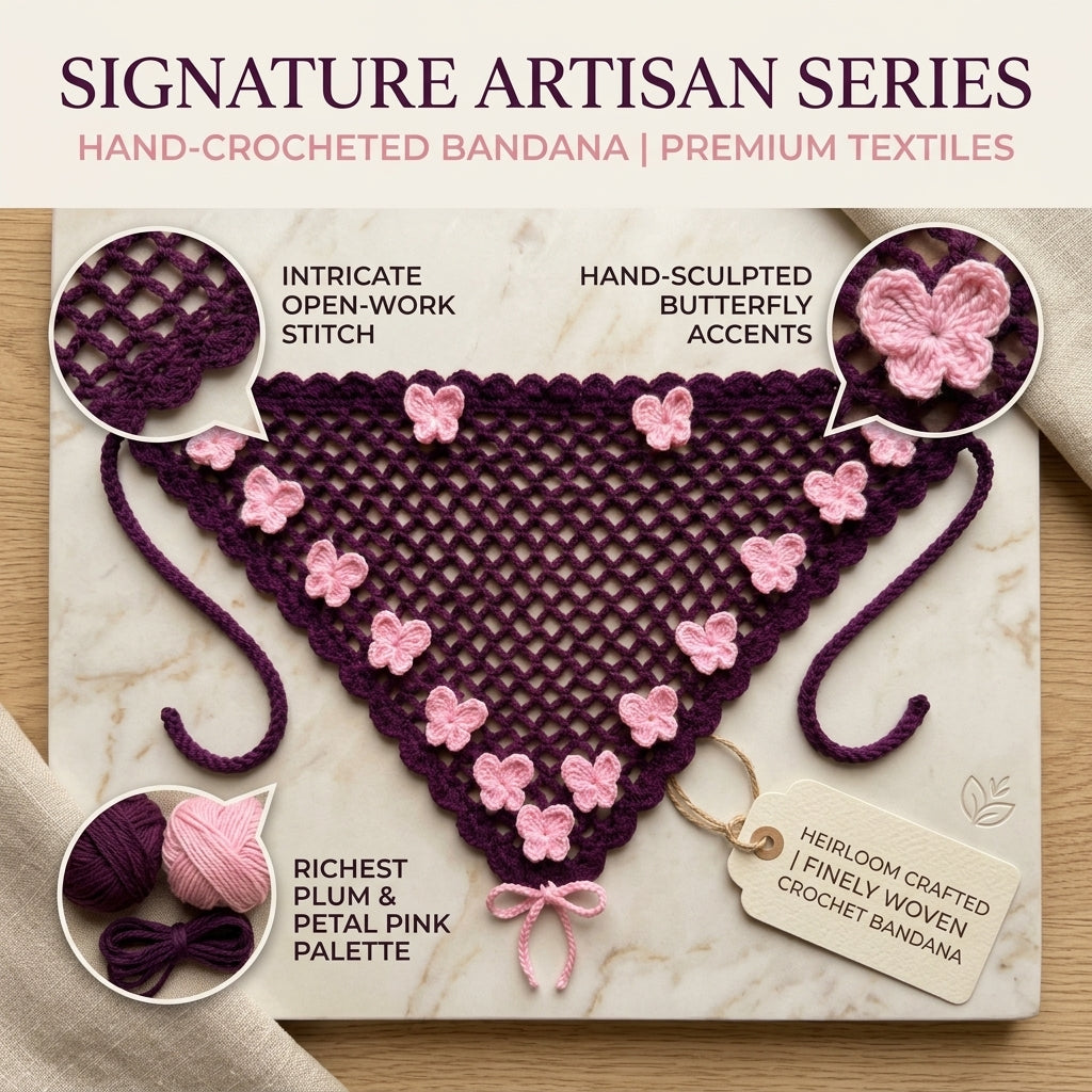 Boho Butterfly Bandana | Beginner Crochet Pattern PDF