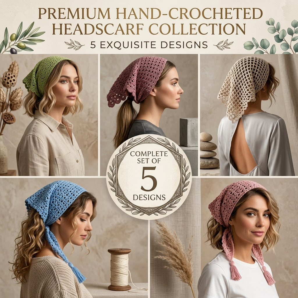 5-in-1 Boho Head Scarf Bundle | Crochet Pattern PDF