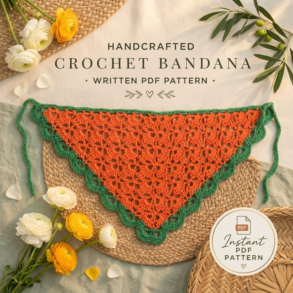 Boho Floral Lace Headscarf | Crochet Pattern PDF