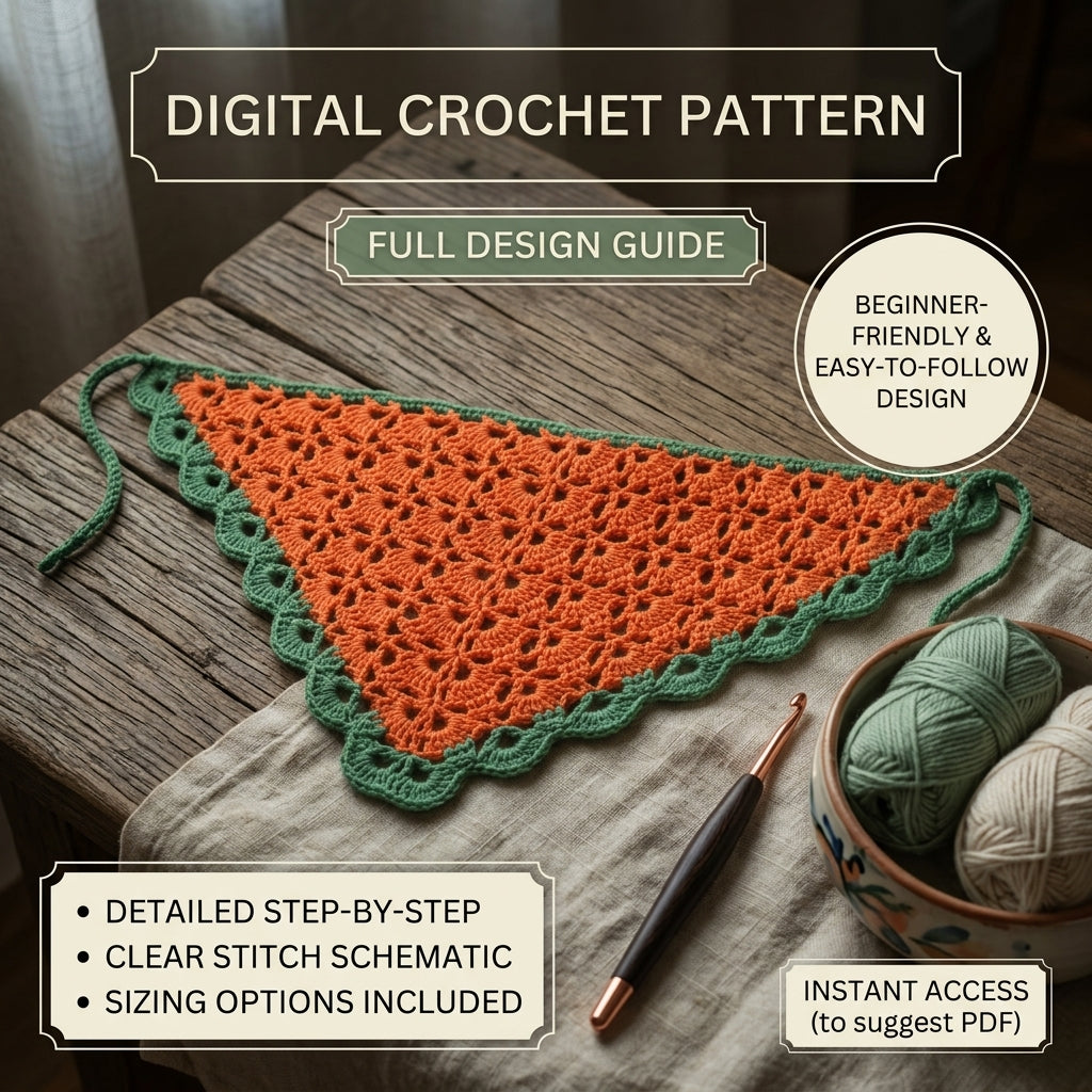 Boho Floral Lace Headscarf | Crochet Pattern PDF