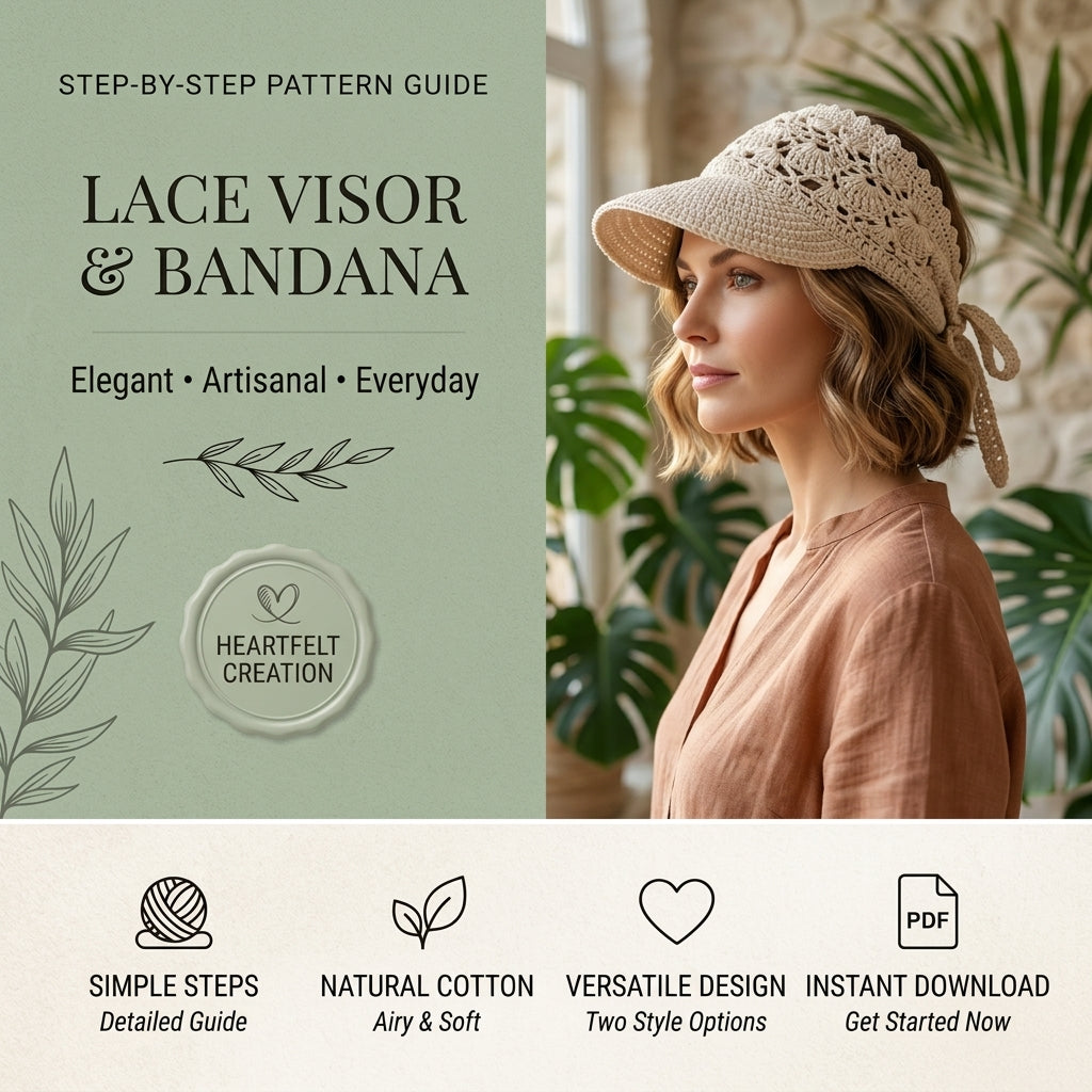 Summer Brim Sun Visor Hat | Crochet Bandana Cap PDF