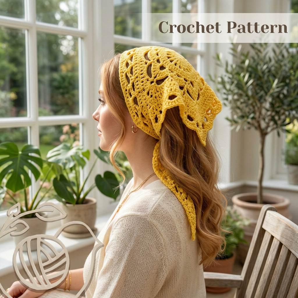 Yellow Granny Square Headscarf | Crochet Pattern PDF