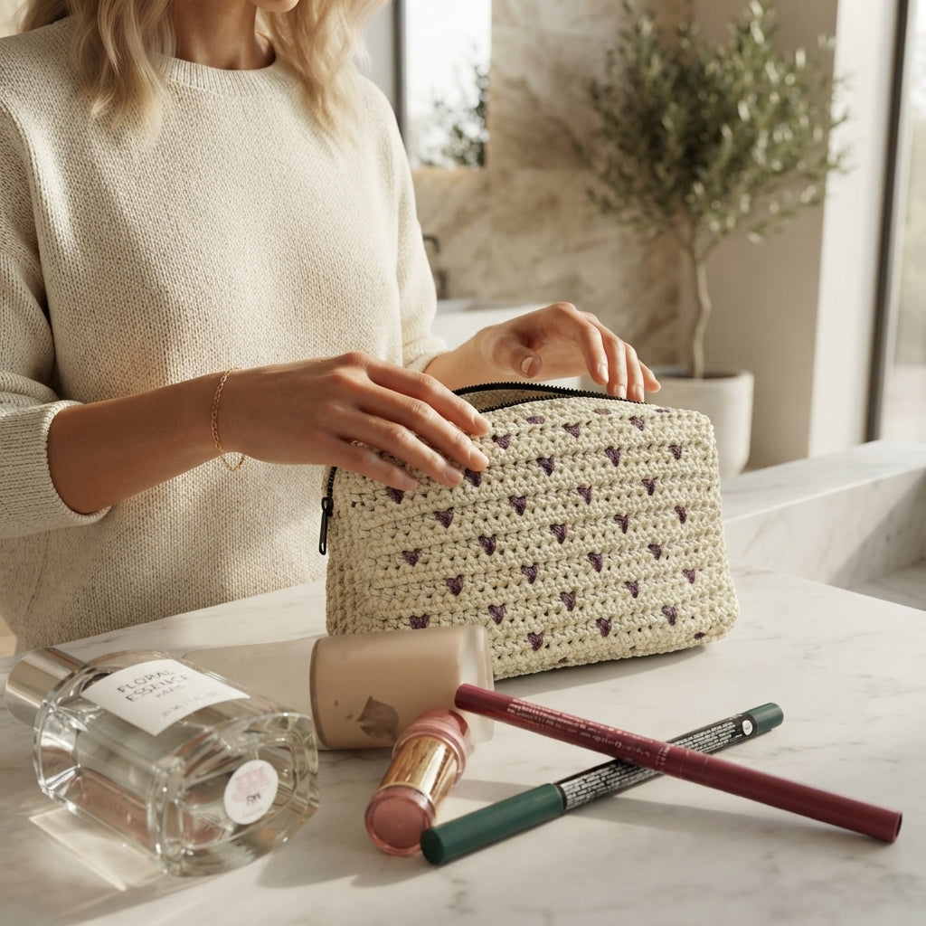 Cosmetic Bag Makeup Bag Pouch | Crochet Pattern PDF