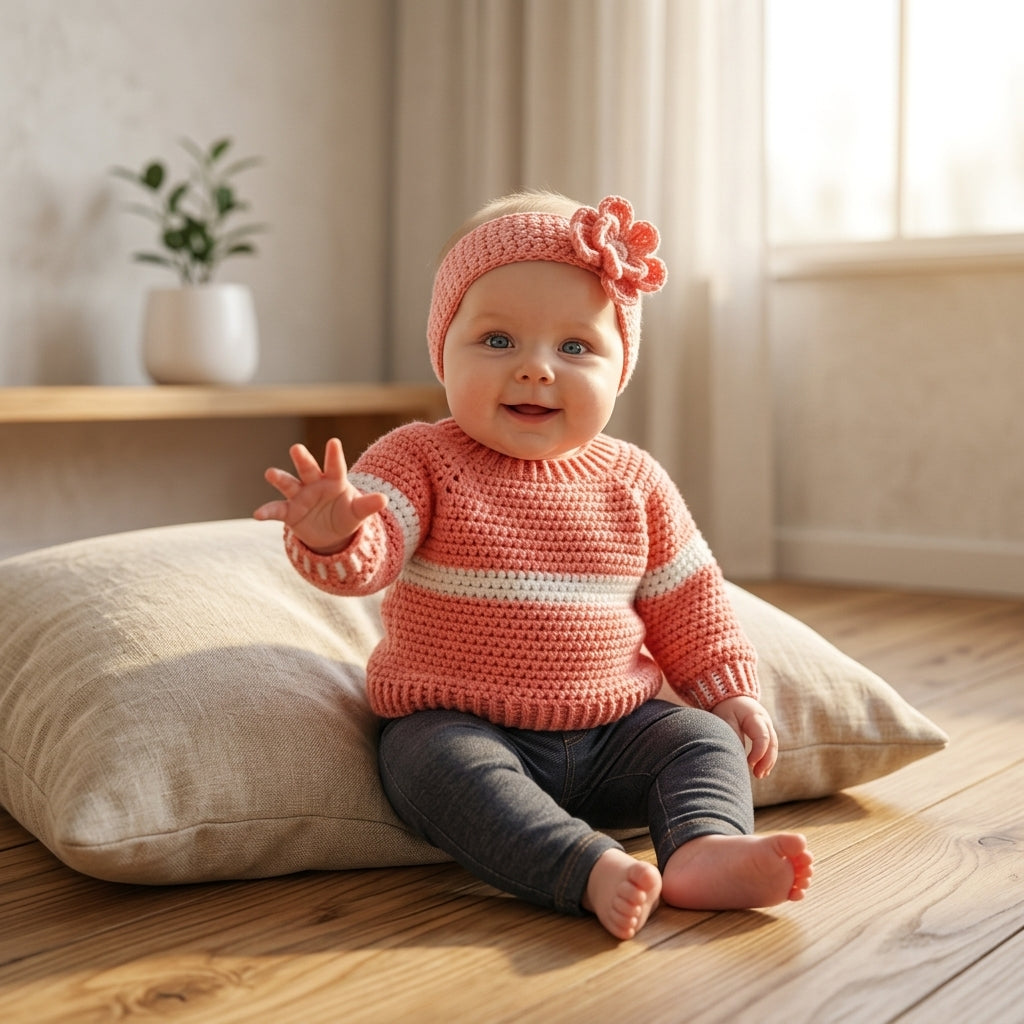 Raglan Baby Cardigan Striped v3 | Crochet Pattern PDF