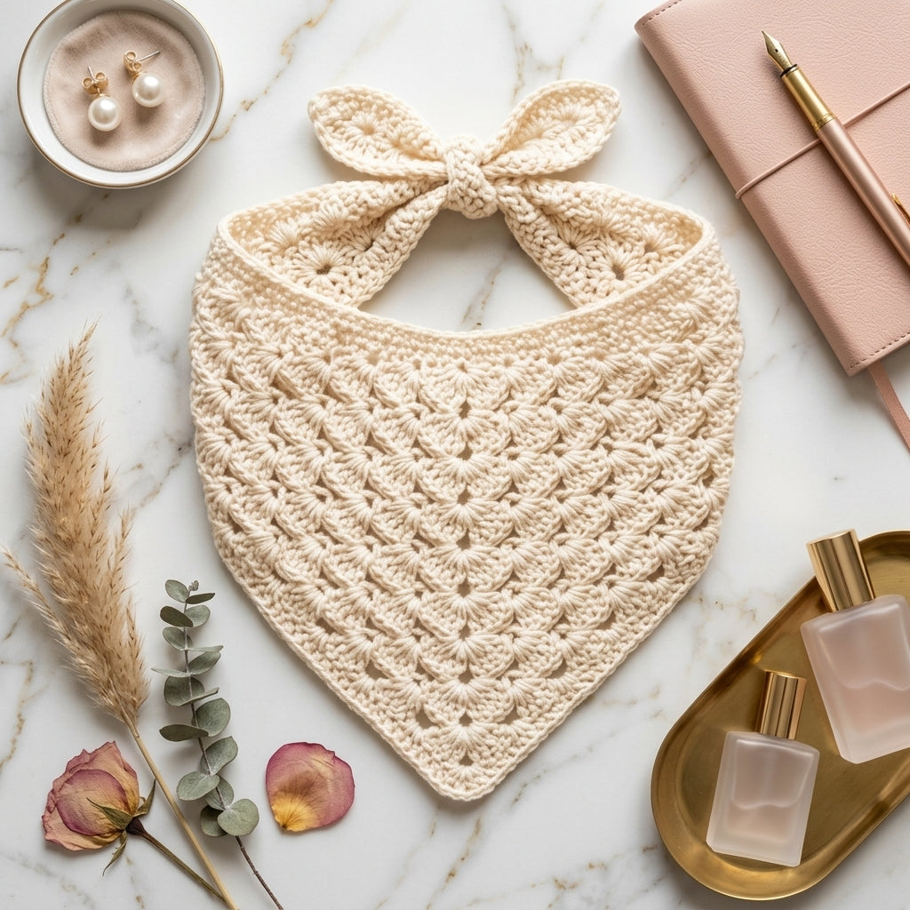Lightweight Boho Hair Scarf | Crochet Pattern PDF