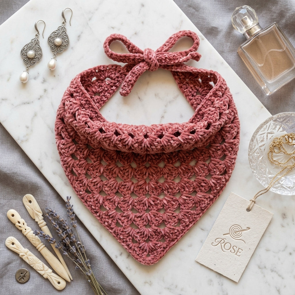Lightweight Boho Hair Scarf | Crochet Pattern PDF