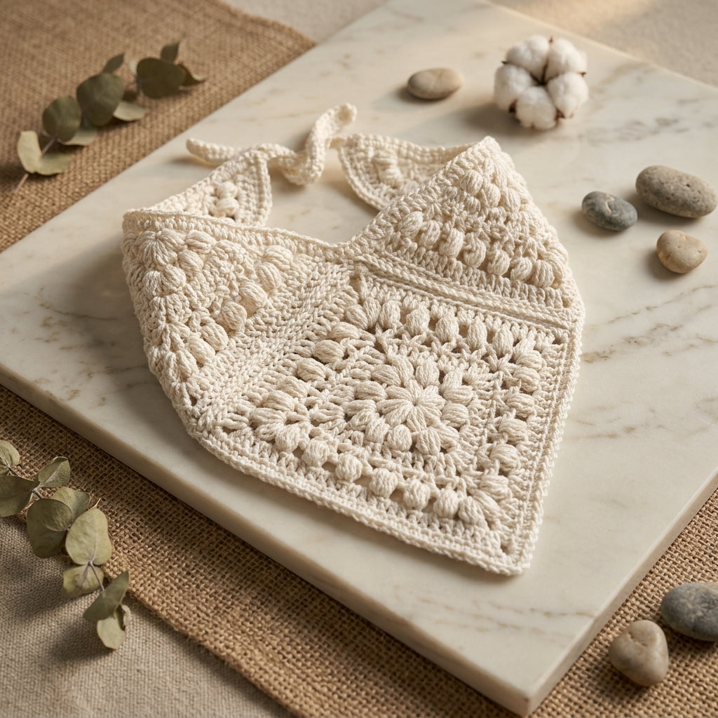 Floral Boho Triangle Kerchief | Beginner Crochet Pattern PDF