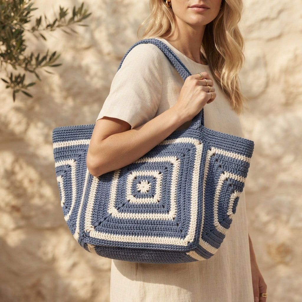 Granny Square Purse Tote V2 | Crochet Pattern PDF