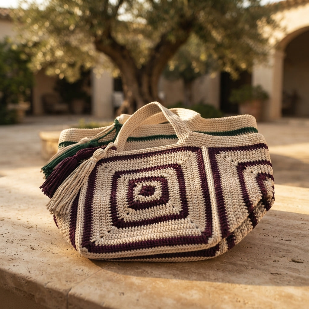 Granny Square Purse Tote V2 | Crochet Pattern PDF