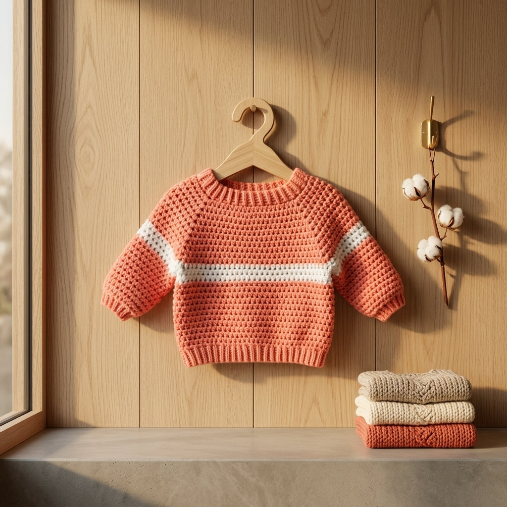 Raglan Baby Cardigan Striped v3 | Crochet Pattern PDF