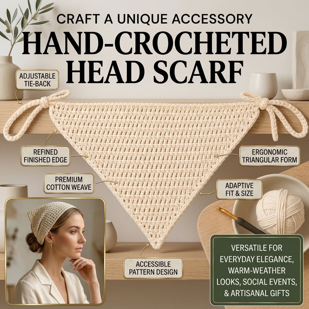 Triangle Hair Kerchief | Beginner Crochet Pattern PDF