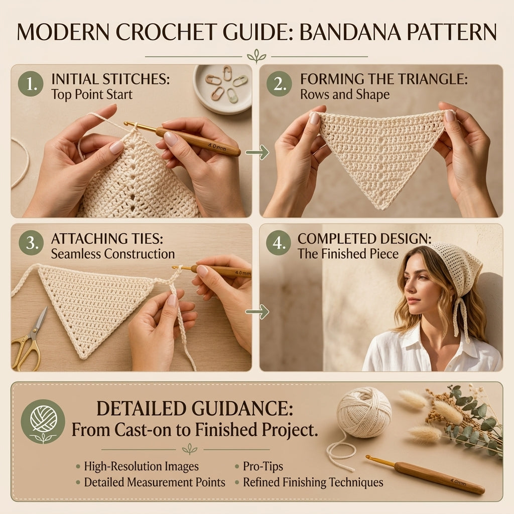 Triangle Hair Kerchief | Beginner Crochet Pattern PDF