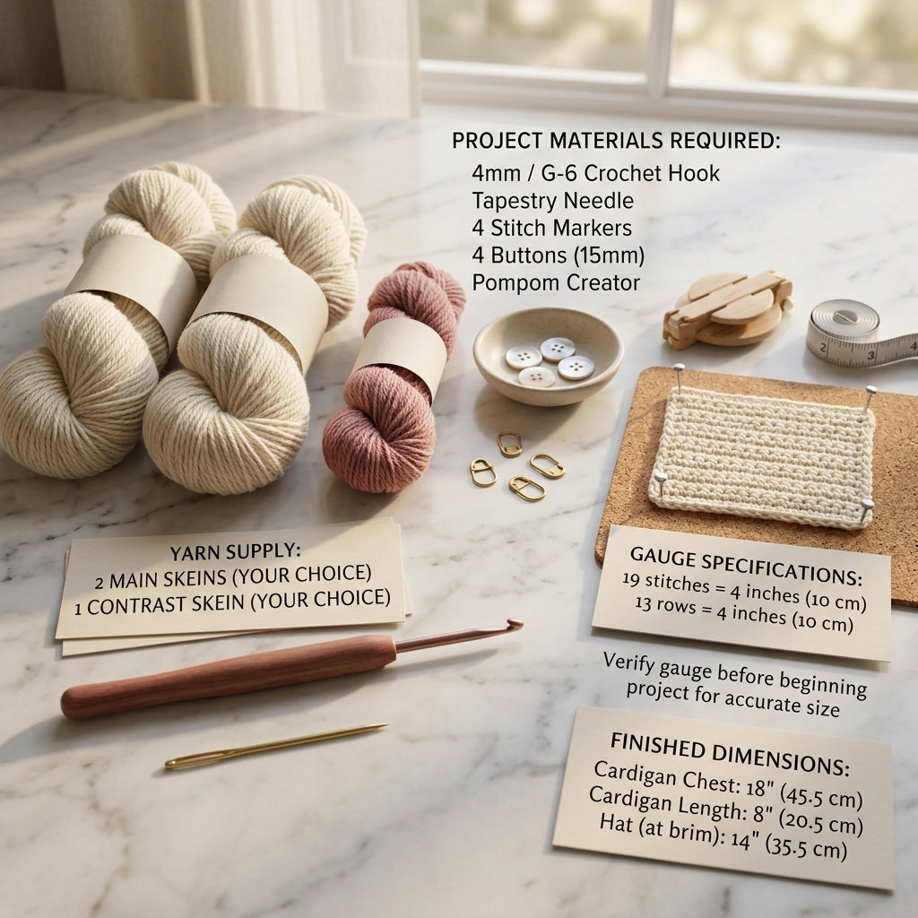 Cardigan Hat Booties Baby Cardigan Classic v2 | Crochet Pattern PDF