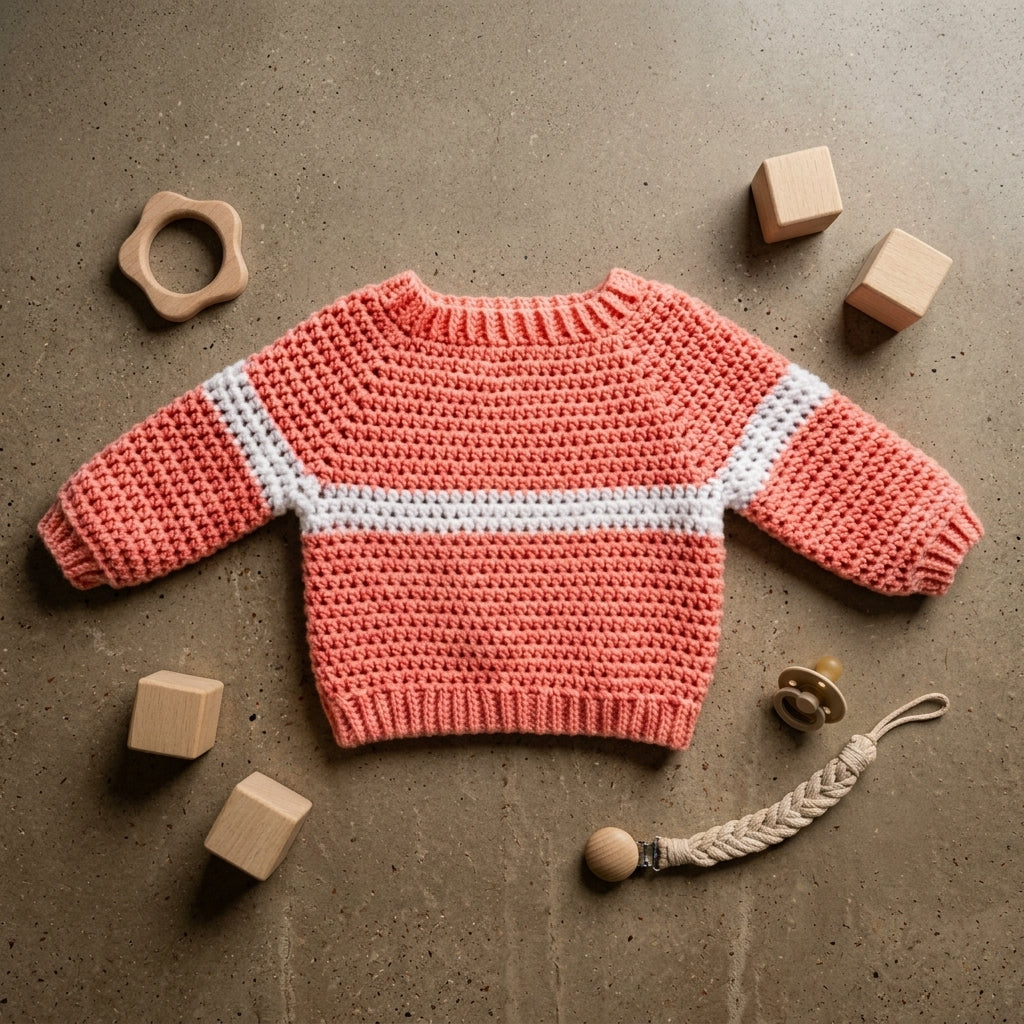 Raglan Baby Cardigan Striped v3 | Crochet Pattern PDF