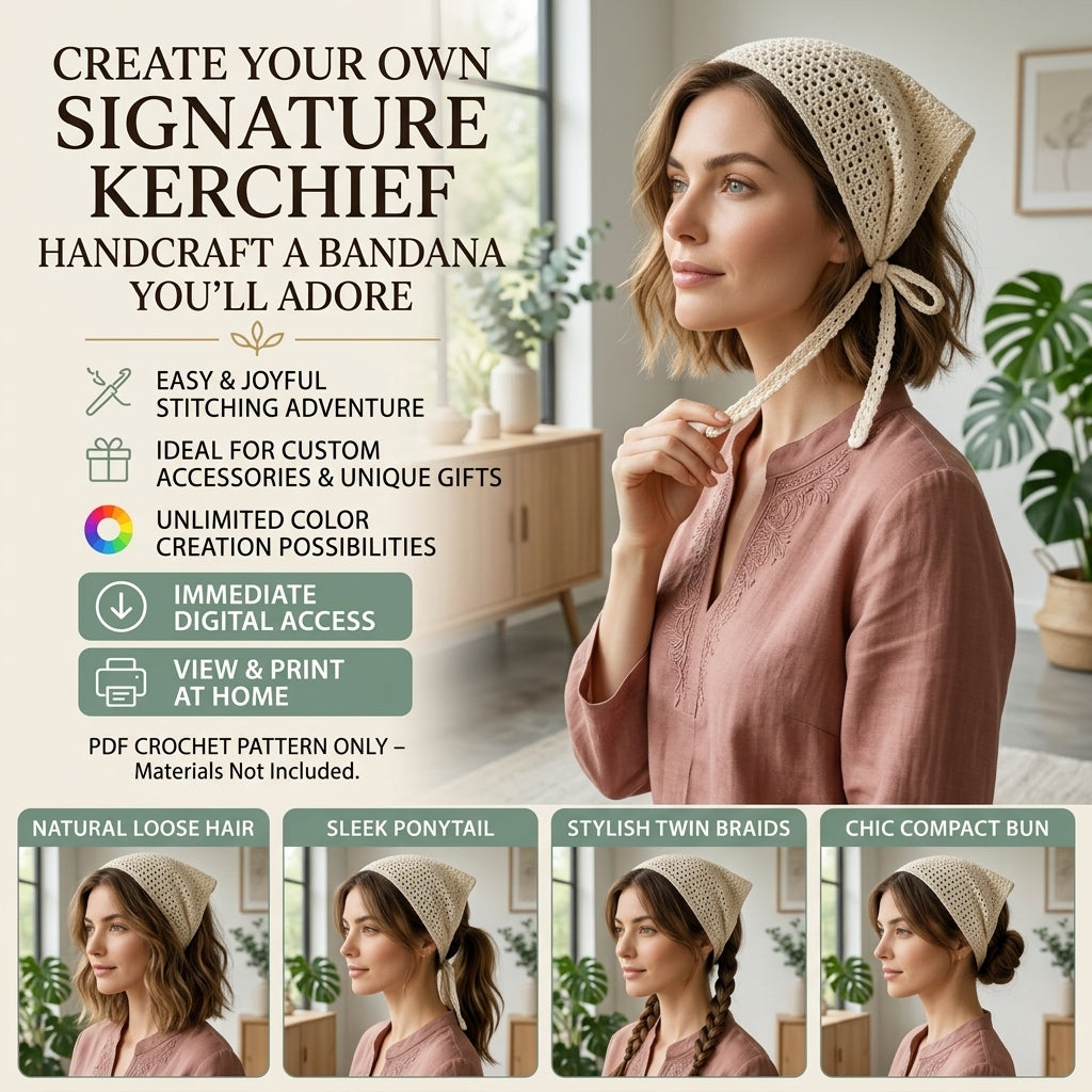 Triangle Hair Kerchief | Beginner Crochet Pattern PDF