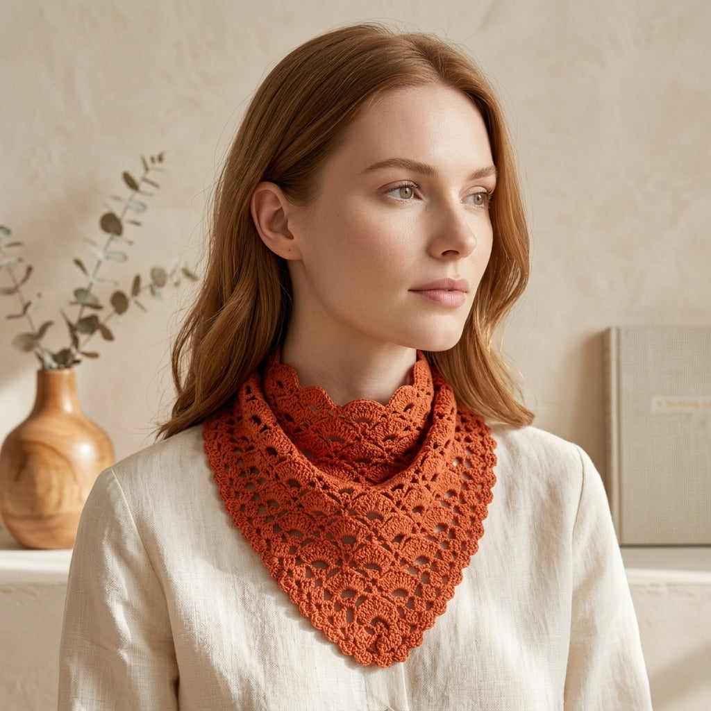 Fan Stitch Bandana Shawl | Crochet Pattern PDF