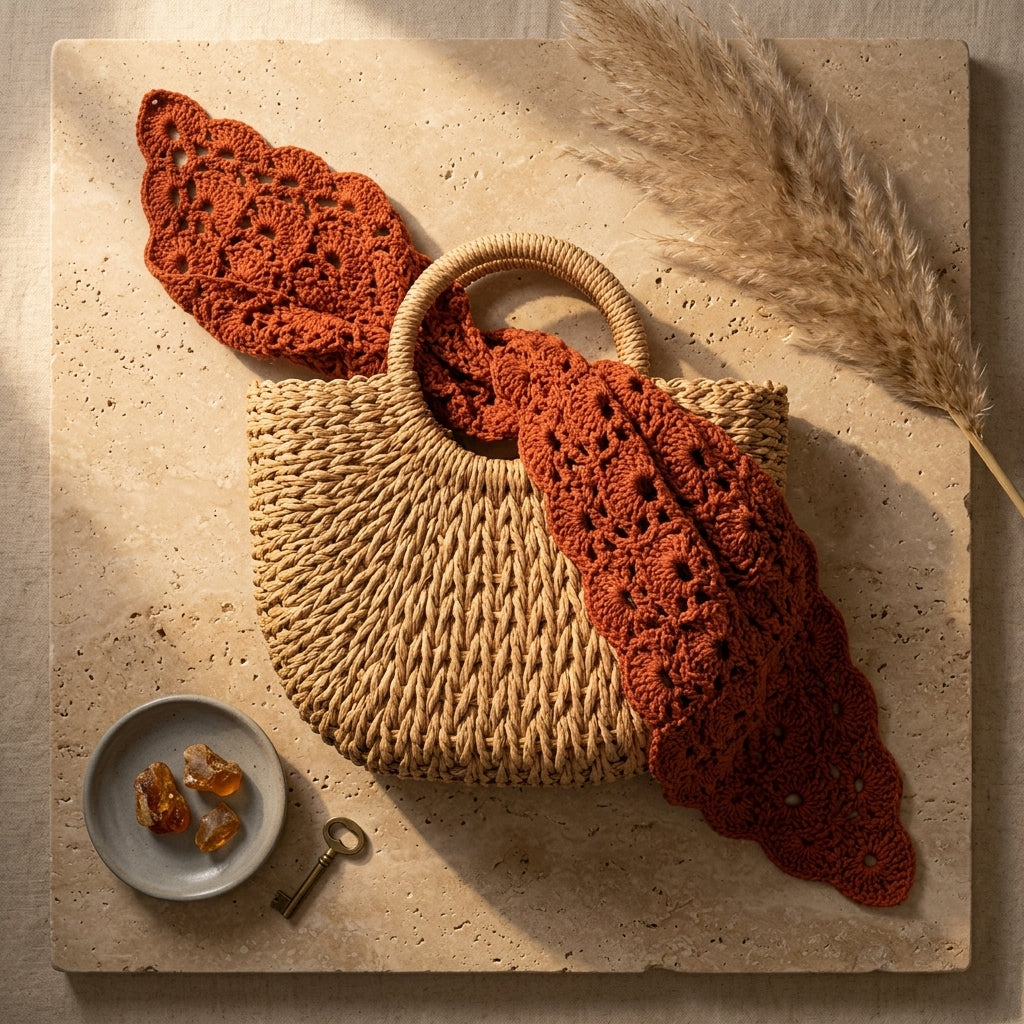 Fan Stitch Bandana Shawl | Crochet Pattern PDF