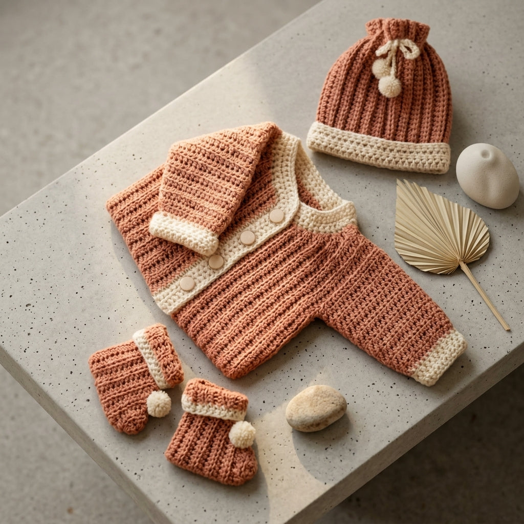 Cardigan Hat Booties Baby Cardigan Classic v2 | Crochet Pattern PDF