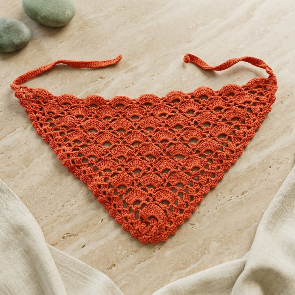 Fan Stitch Bandana Shawl | Crochet Pattern PDF