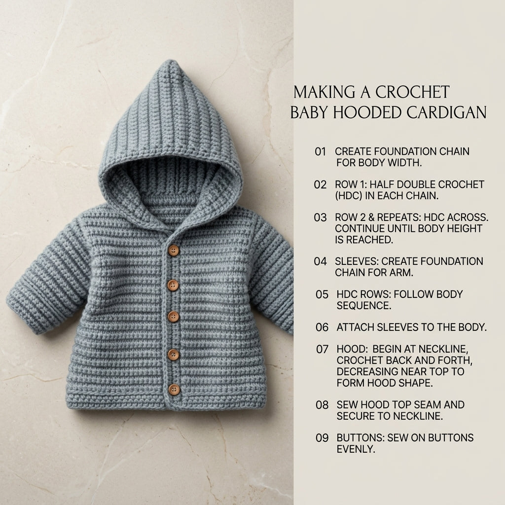 Hooded Sweater Beginner Baby Hoodie | Crochet Pattern PDF