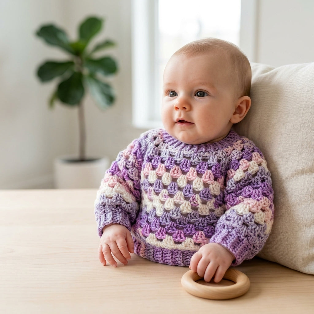 Granny Square Baby Pullover Granny Square v2 | Crochet Pattern PDF