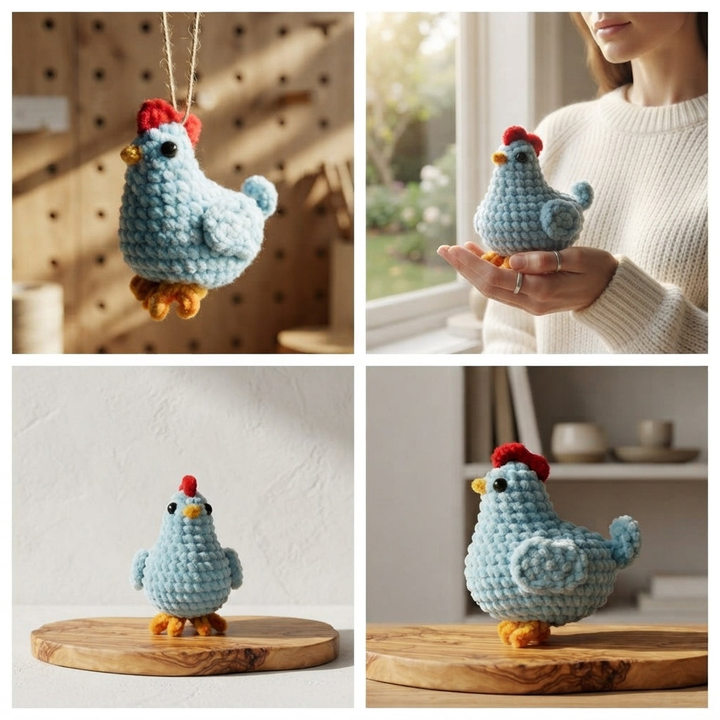 Handcrafted Chicken Keychain | Amigurumi PDF