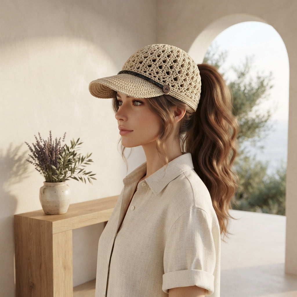 Modern Ponytail Visor | Crochet Hat Pattern PDF