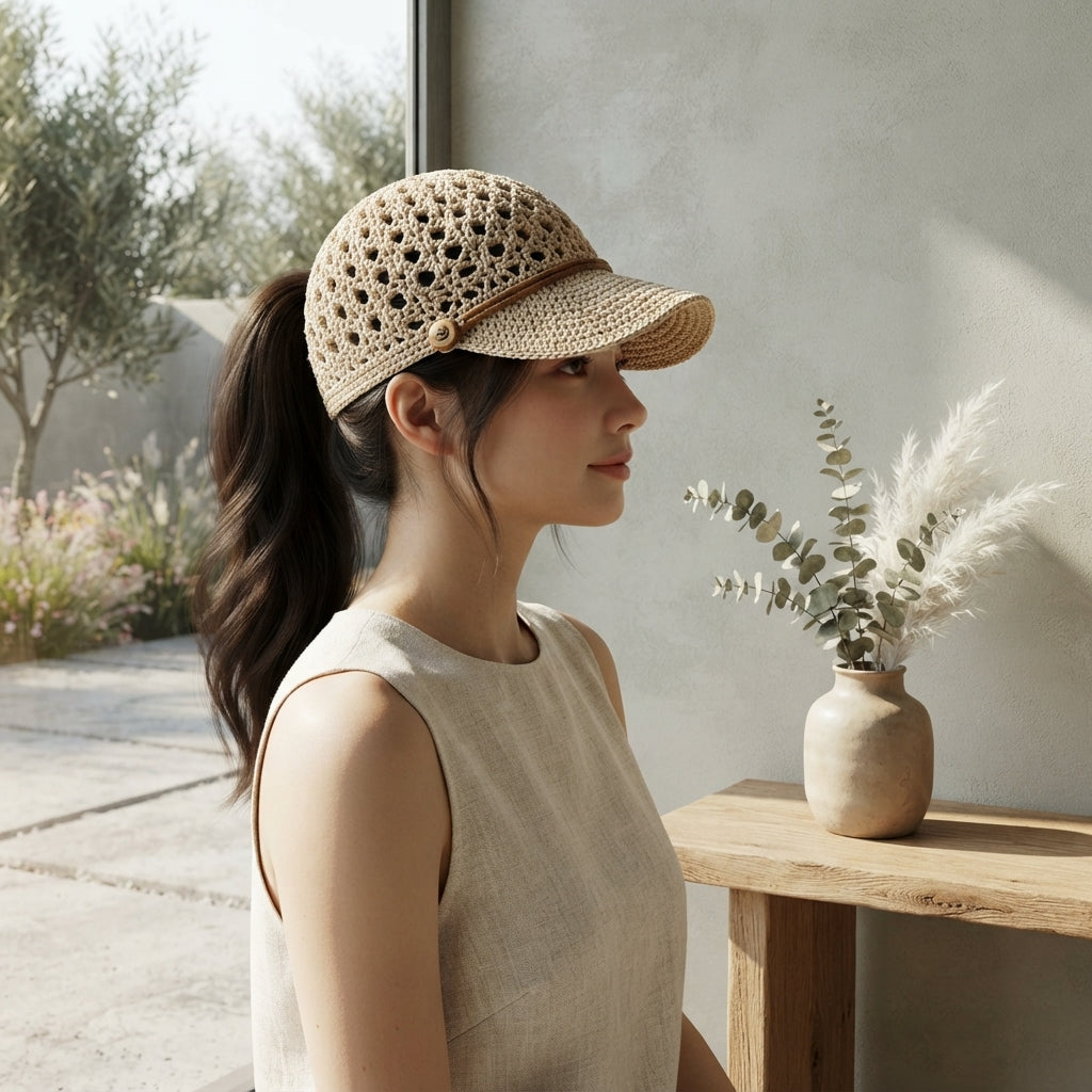 Modern Ponytail Visor | Crochet Hat Pattern PDF
