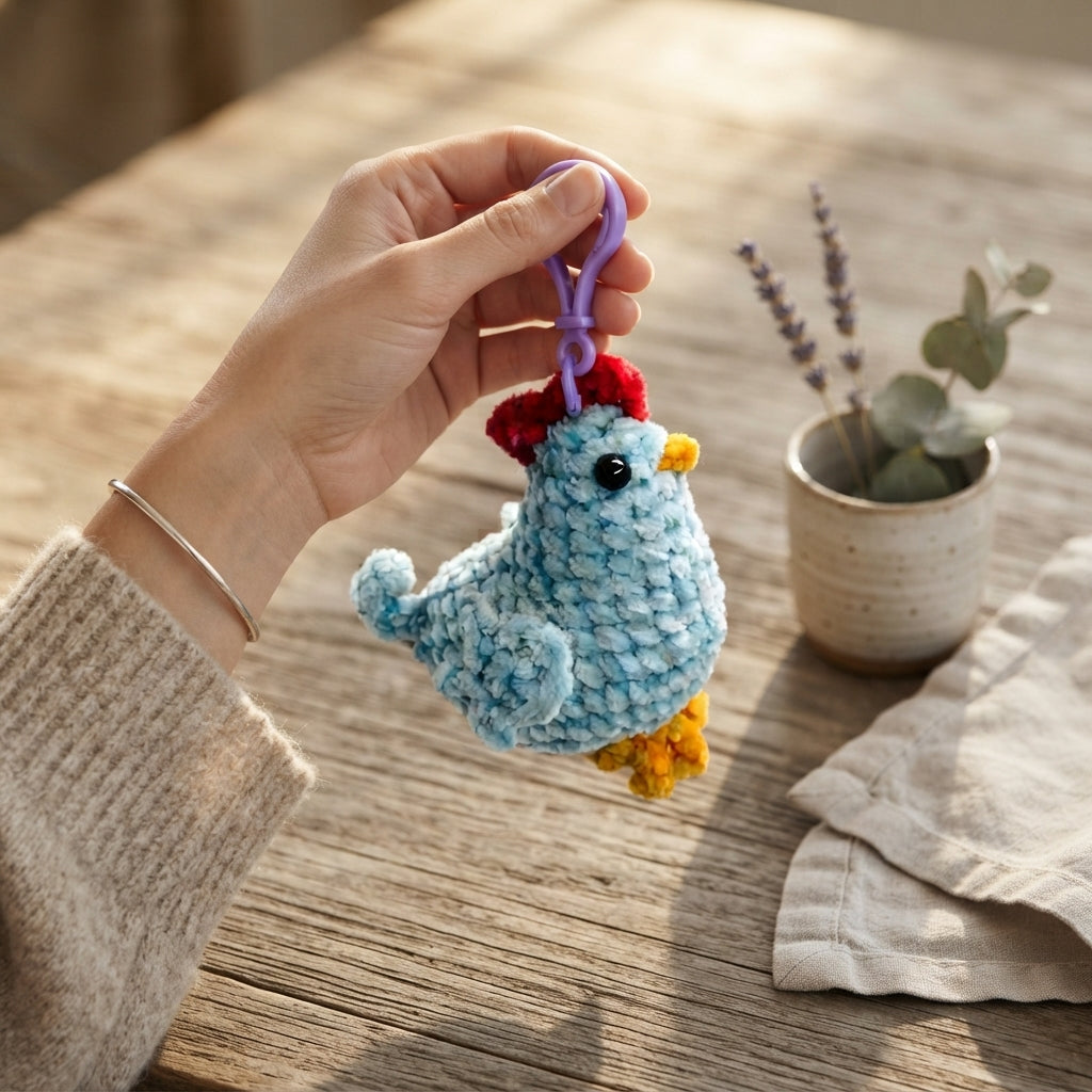 Handcrafted Chicken Keychain | Amigurumi PDF