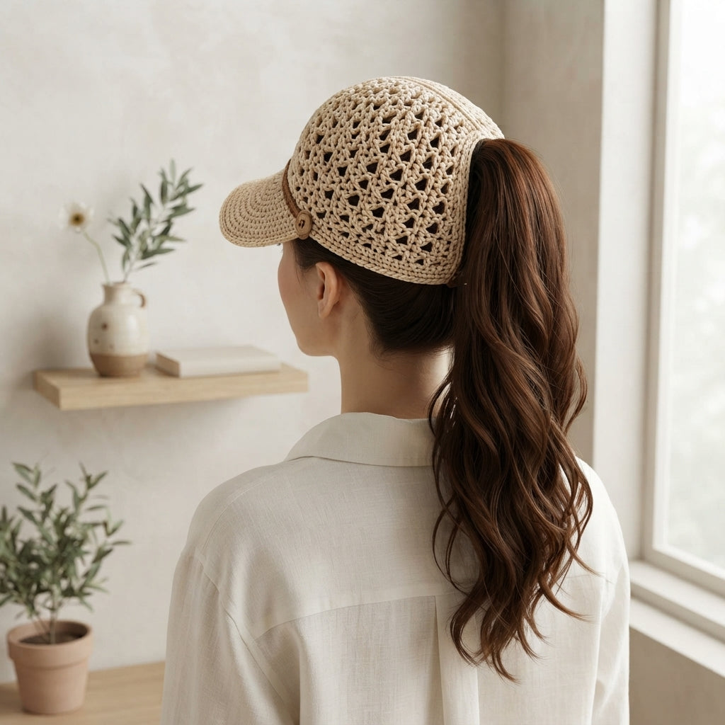 Modern Ponytail Visor | Crochet Hat Pattern PDF