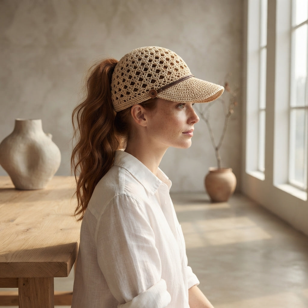 Modern Ponytail Visor | Crochet Hat Pattern PDF